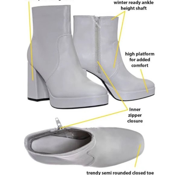 1 LEFT !! WALK MY WAY CHUNKY WHITE BOOTIES - Picture 8 of 10